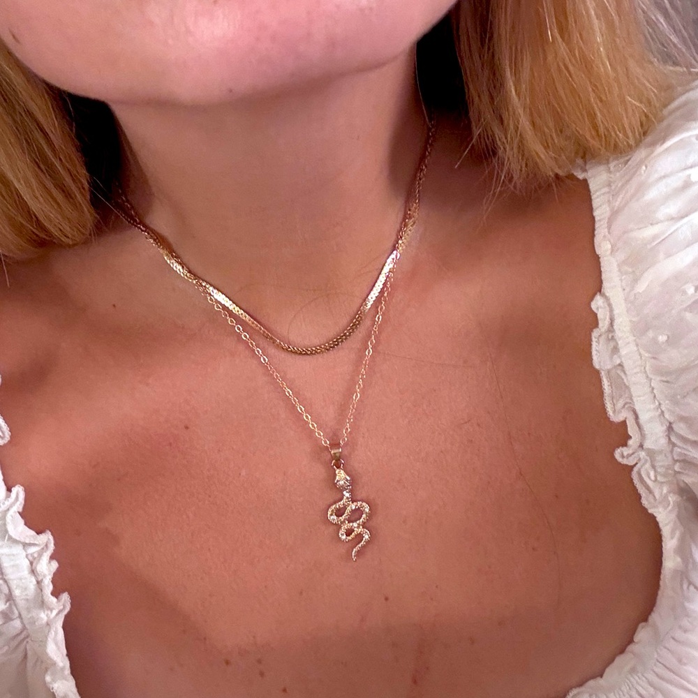 Two Layer Snake Pendant Necklace